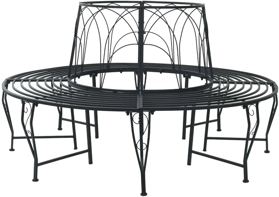Medžio suolelis 8-Vietų skaičius Ø 160 x 89 cm Plienas Juoda