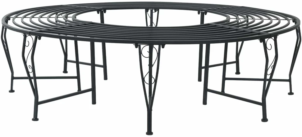 Medžio suolelis 8-Vietų skaičius Ø 160 x 44 cm Plienas Juoda