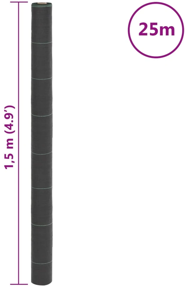 Membrana nuo piktžolių, juodos spalvos, 1,5x25m, PP