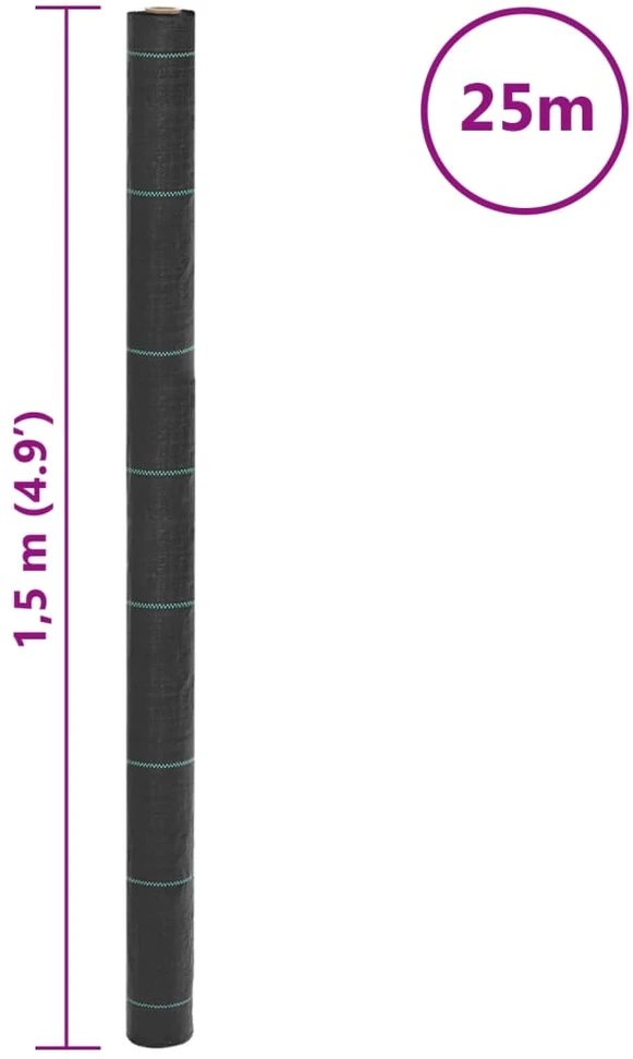 Membrana nuo piktžolių, juodos spalvos, 1,5x25m, PP