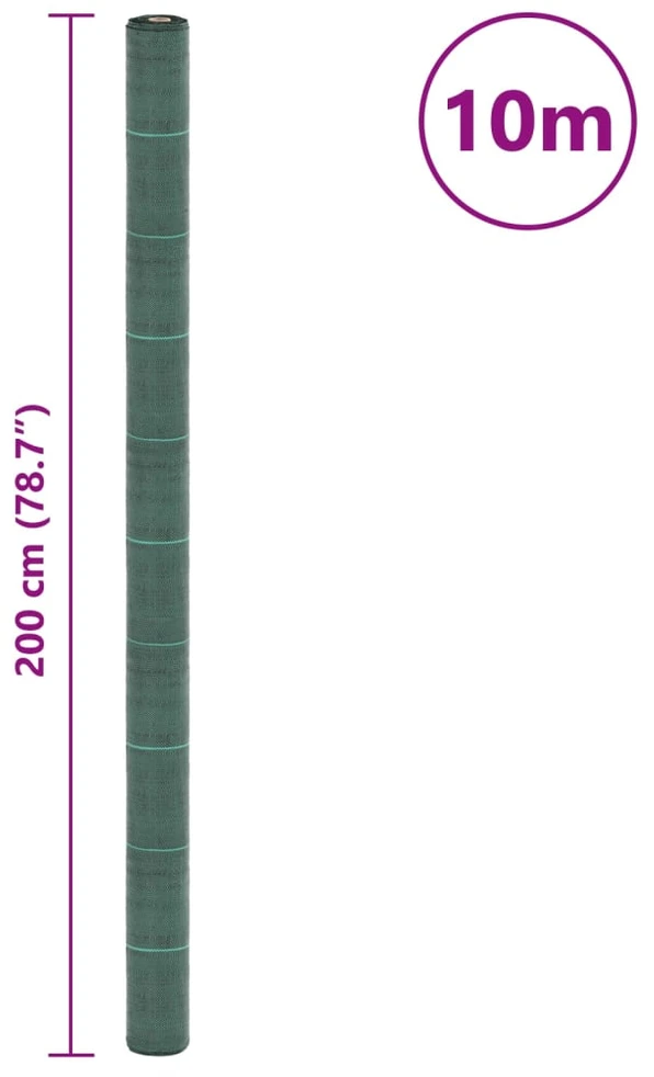 Membrana nuo piktžolių, žalios spalvos, 2x10m, PP