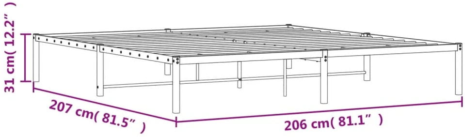 Metalinis lovos rėmas, baltos spalvos, 200x200 cm