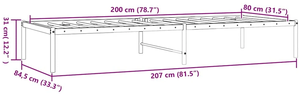 Metalinis lovos rėmas, baltos spalvos, 80x200cm