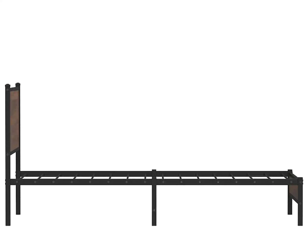 Lovos rėmas su galvūgaliu, rudas ąžuolo, 80x200cm, metalas