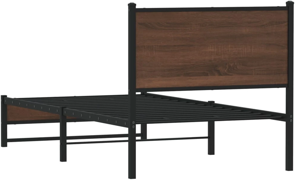 Lovos rėmas su galvūgaliu, rudas ąžuolo, 80x200cm, metalas