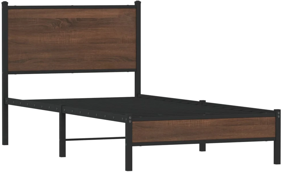 Lovos rėmas su galvūgaliu, rudas ąžuolo, 75x190cm, metalas