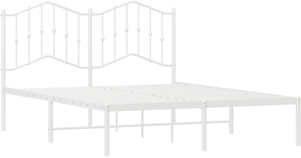 Lova Metalinis lovos rėmas su galvūgaliu, baltos spalvos, 135x190cm