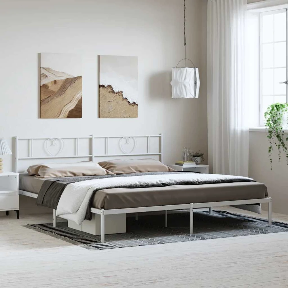 Lova Metalinis lovos rėmas su galvūgaliu, baltos spalvos, 183x213cm
