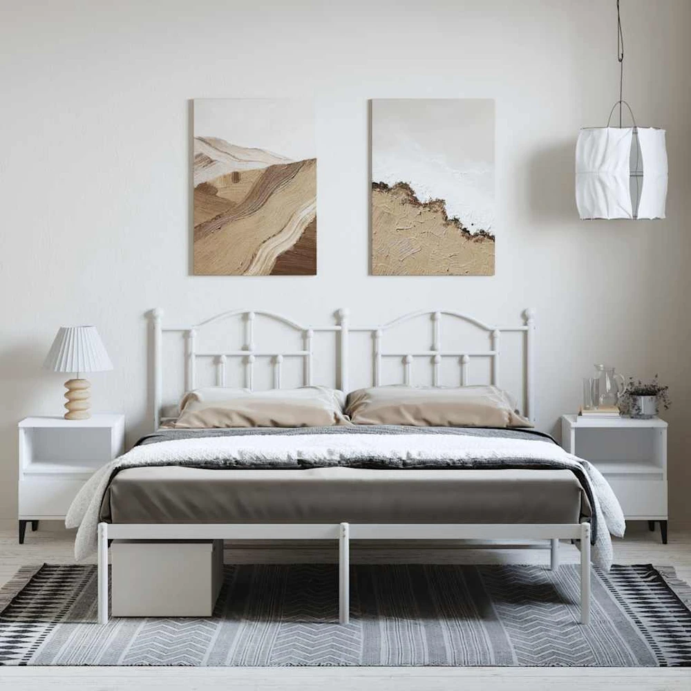 Lova Metalinis lovos rėmas su galvūgaliu, baltos spalvos, 183x213cm