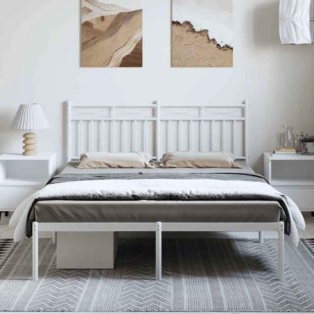 Lova Metalinis lovos rėmas su galvūgaliu, baltos spalvos, 135x190cm