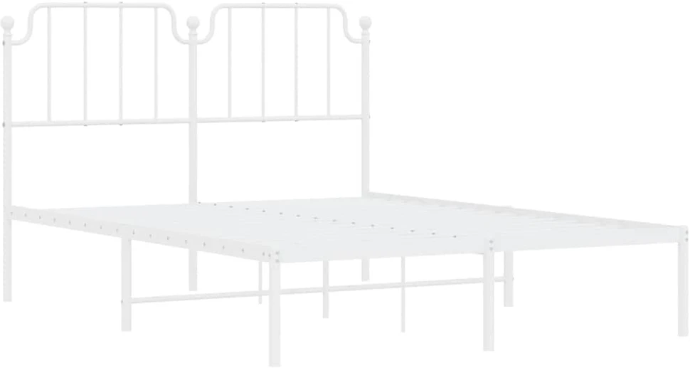 Lova Metalinis lovos rėmas su galvūgaliu, baltos spalvos, 135x190cm