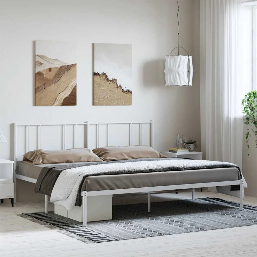 Lova Metalinis lovos rėmas su galvūgaliu, baltos spalvos, 183x213cm