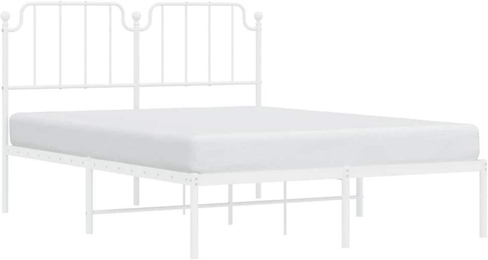 Lova Metalinis lovos rėmas su galvūgaliu, baltos spalvos, 135x190cm