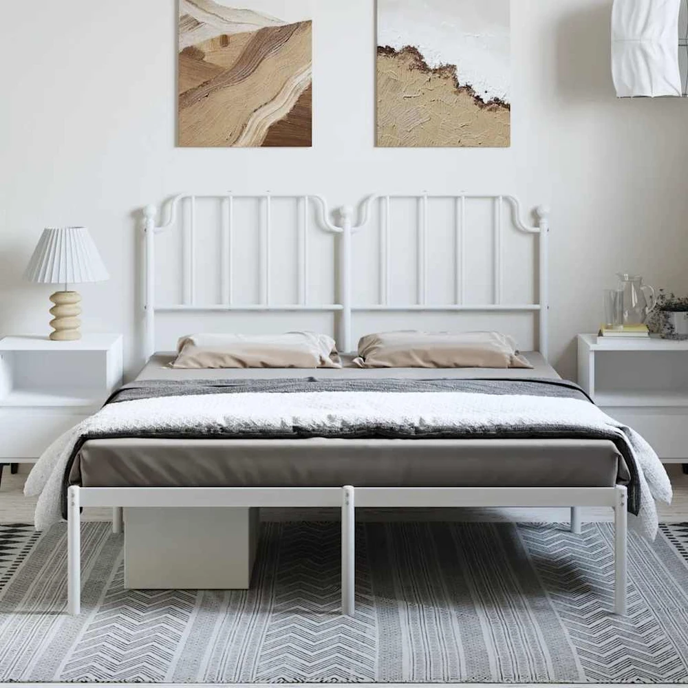 Metalinis lovos rėmas su galvūgaliu, baltos spalvos, 150x200cm