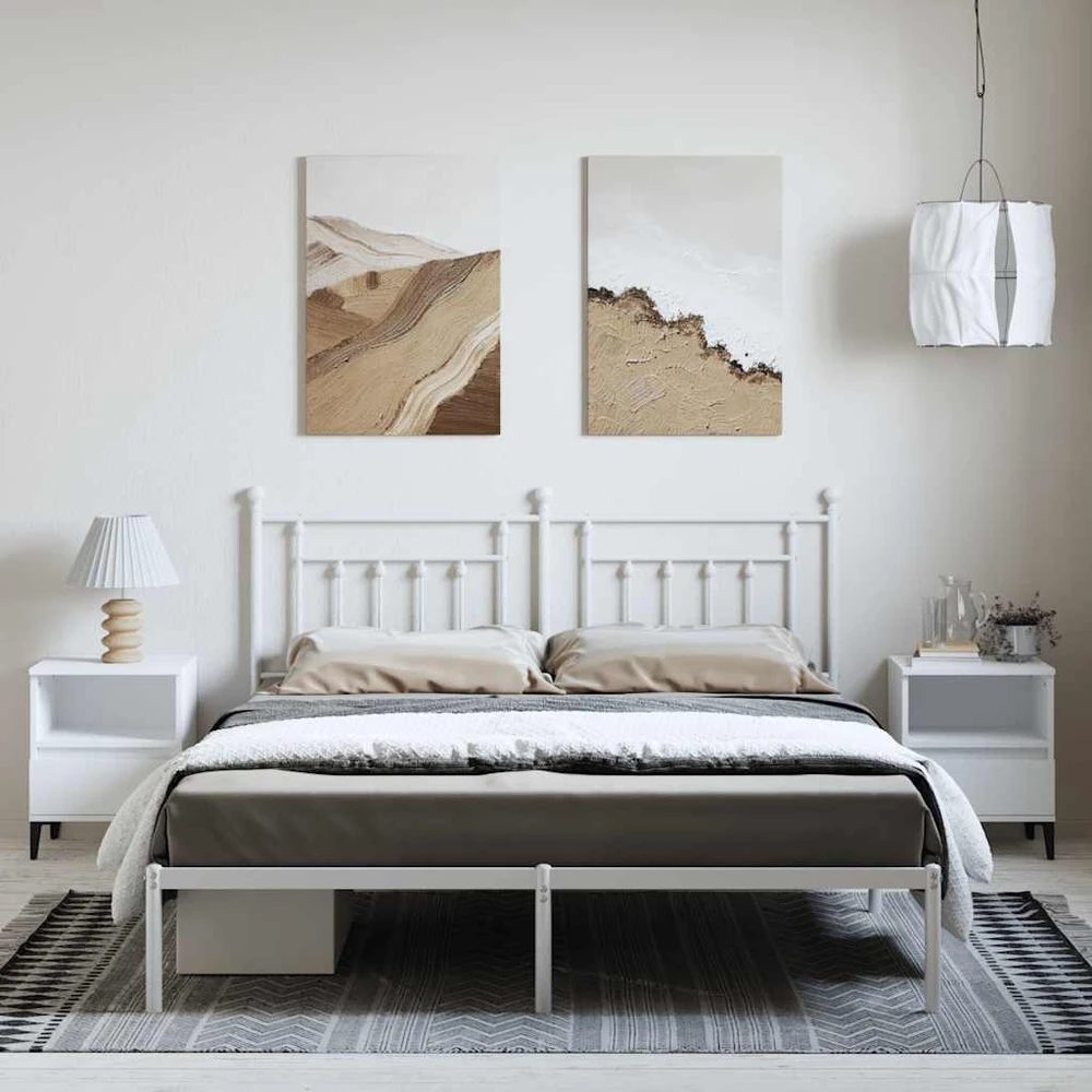 Lova Metalinis lovos rėmas su galvūgaliu, baltos spalvos, 183x213cm