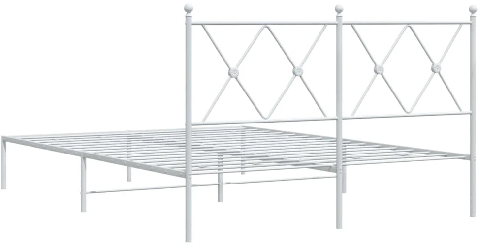 Metalinis lovos rėmas su galvūgaliu, baltos spalvos, 140x190cm