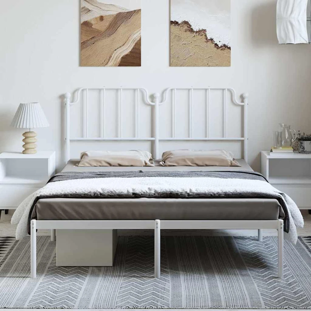 Lova Metalinis lovos rėmas su galvūgaliu, baltos spalvos, 135x190cm