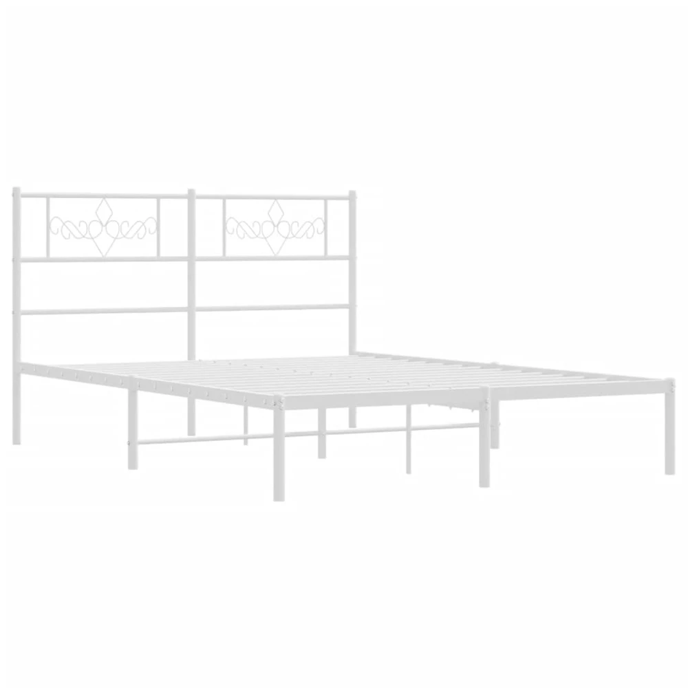 Metalinis lovos rėmas su galvūgaliu, baltos spalvos, 120x200cm