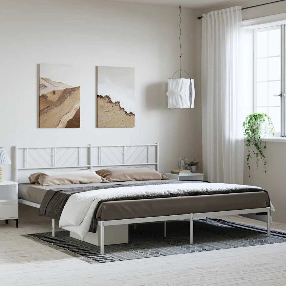 Lova Metalinis lovos rėmas su galvūgaliu, baltos spalvos, 183x213cm