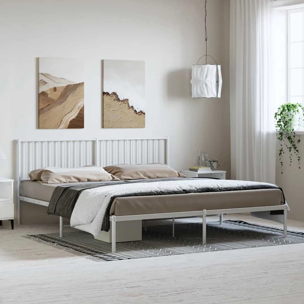 Lova Metalinis lovos rėmas su galvūgaliu, baltos spalvos, 183x213cm