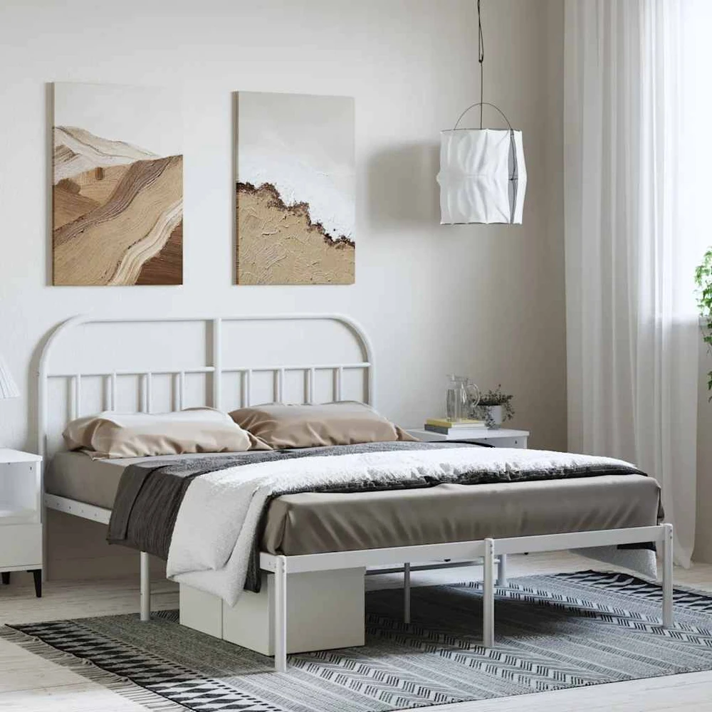 Lova Metalinis lovos rėmas su galvūgaliu, baltos spalvos, 135x190cm