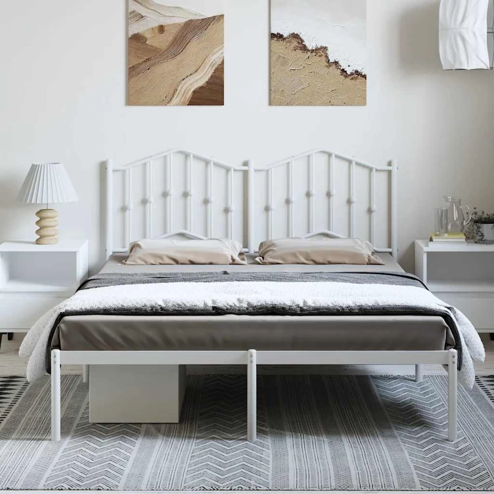 Metalinis lovos rėmas su galvūgaliu, baltos spalvos, 150x200cm