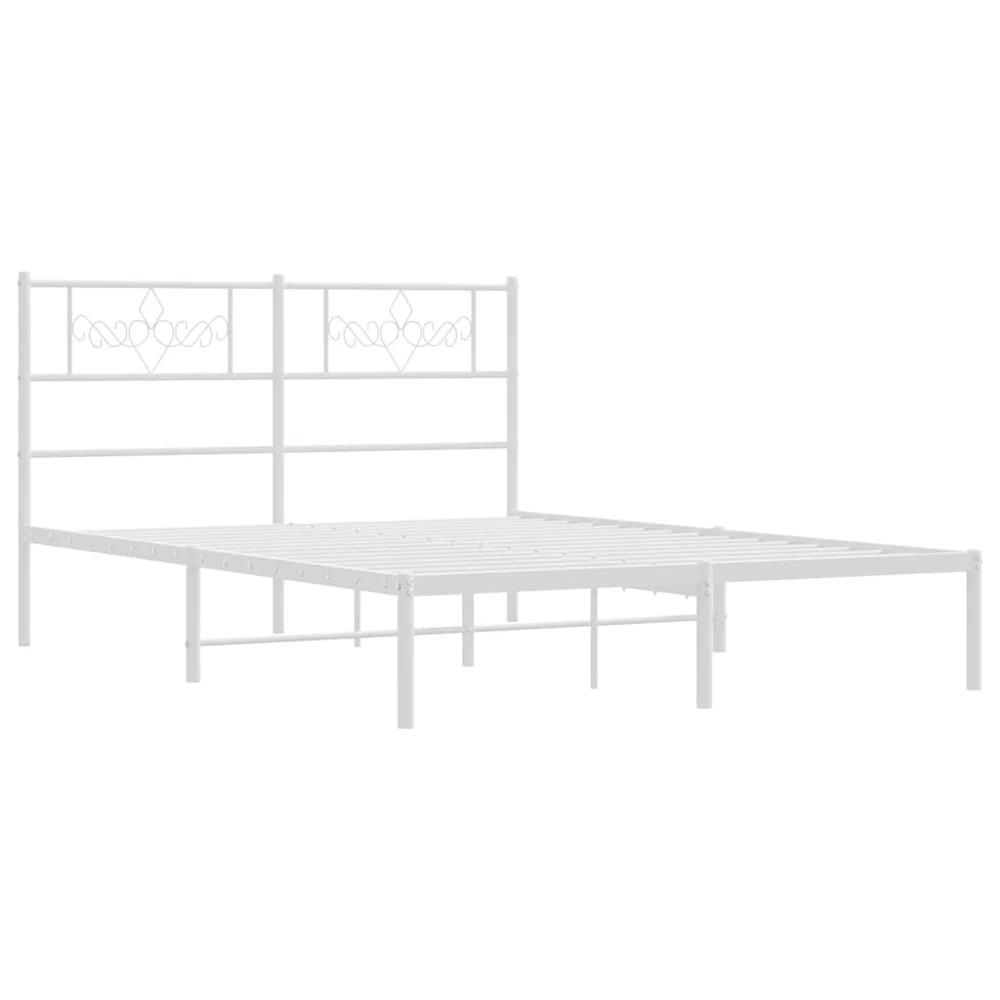Lova Metalinis lovos rėmas su galvūgaliu, baltos spalvos, 135x190cm