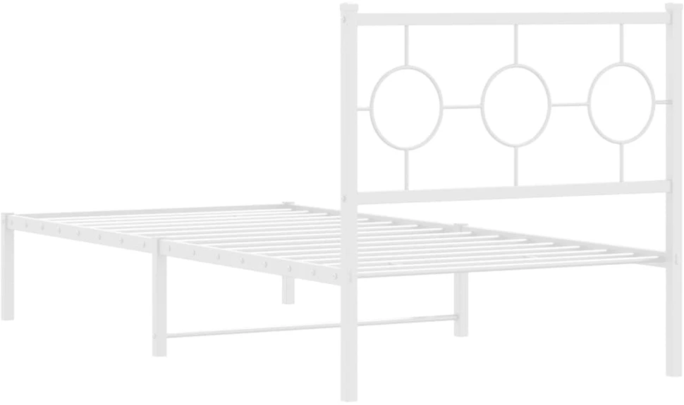 Metalinis lovos rėmas su galvūgaliu, baltos spalvos, 90x200cm