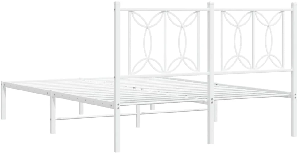 Lova Metalinis lovos rėmas su galvūgaliu, baltos spalvos, 135x190cm