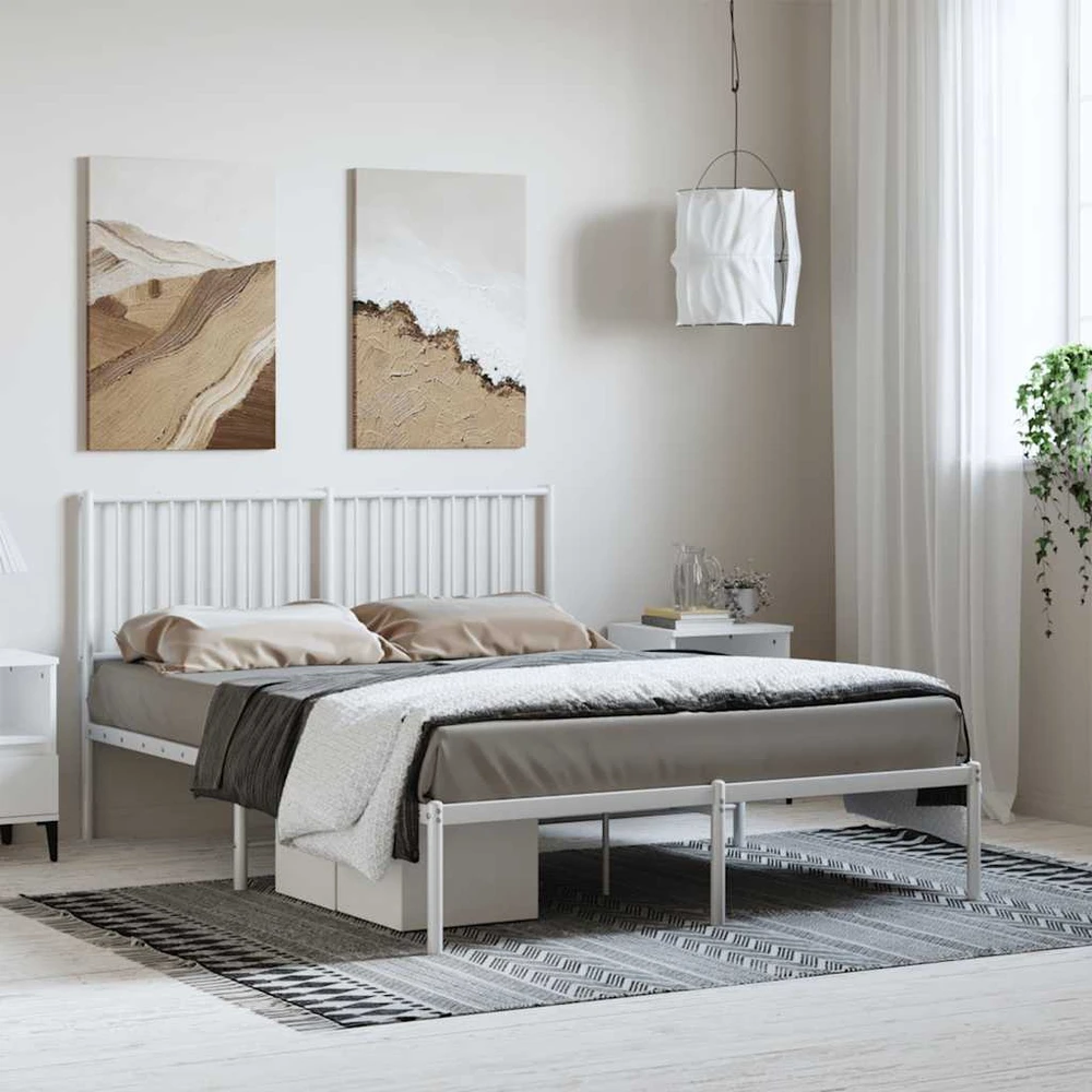 Lova Metalinis lovos rėmas su galvūgaliu, baltos spalvos, 135x190cm