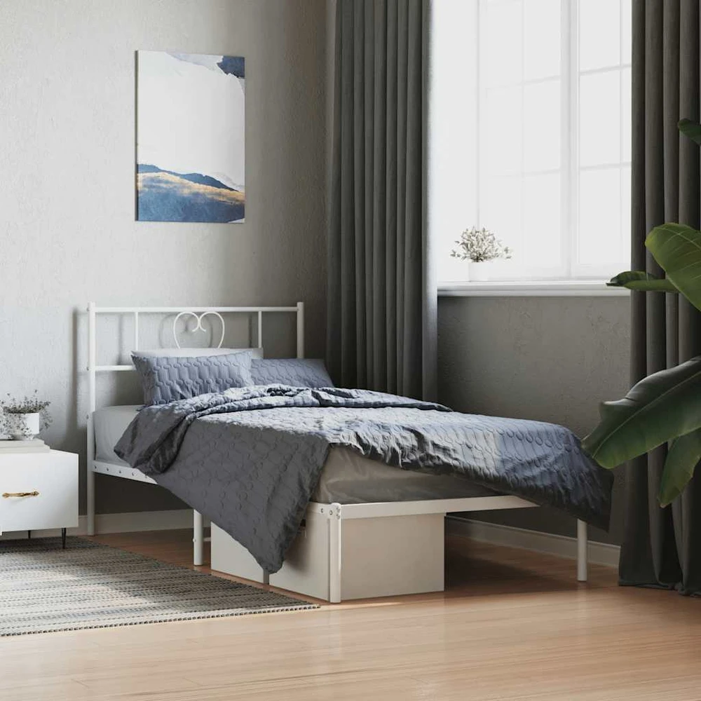 Lova Metalinis lovos rėmas su galvūgaliu, baltos spalvos, 107x203cm