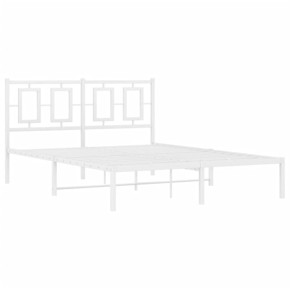 Lova Metalinis lovos rėmas su galvūgaliu, baltos spalvos, 135x190cm
