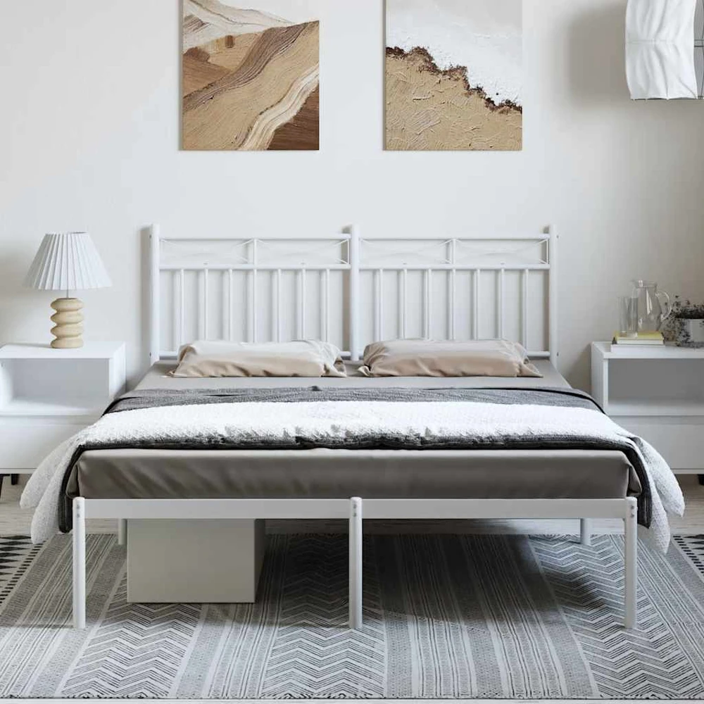 Metalinis lovos rėmas su galvūgaliu, baltos spalvos, 150x200cm
