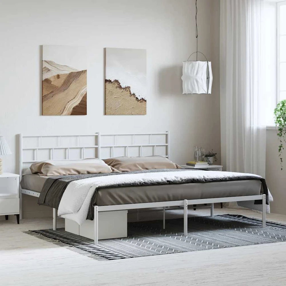 Lova Metalinis lovos rėmas su galvūgaliu, baltos spalvos, 183x213cm