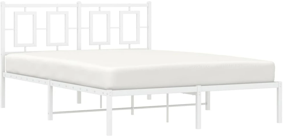 Lova Metalinis lovos rėmas su galvūgaliu, baltos spalvos, 135x190cm