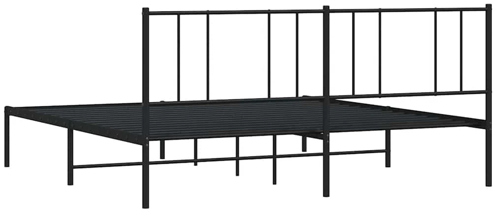 Metalinis lovos rėmas su galvūgaliu, juodos spalvos, 200x200cm