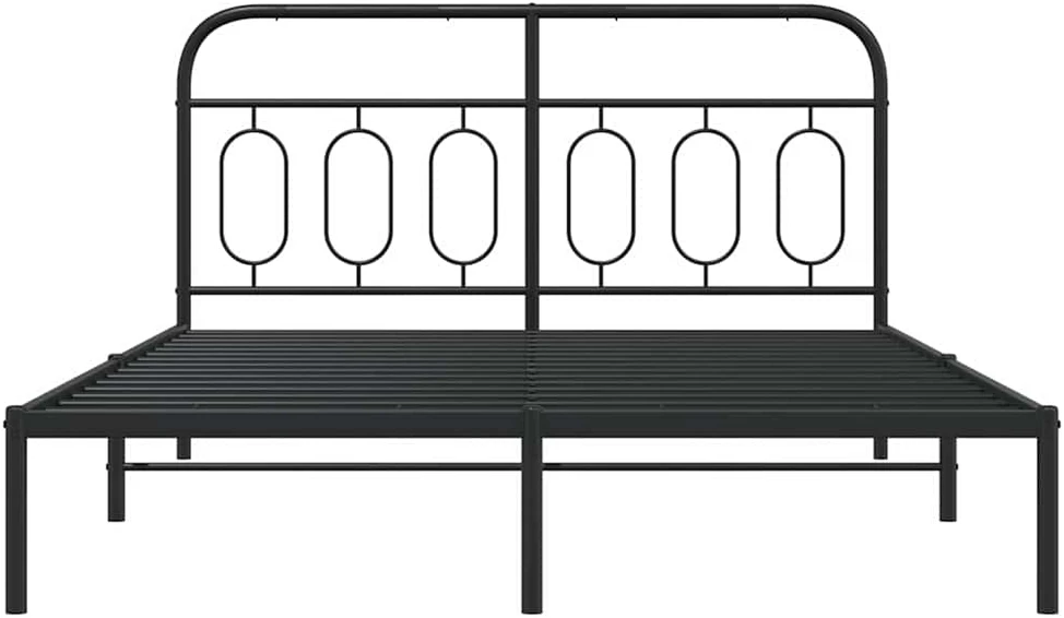 Lova Metalinis lovos rėmas su galvūgaliu, juodos spalvos, 135x190cm