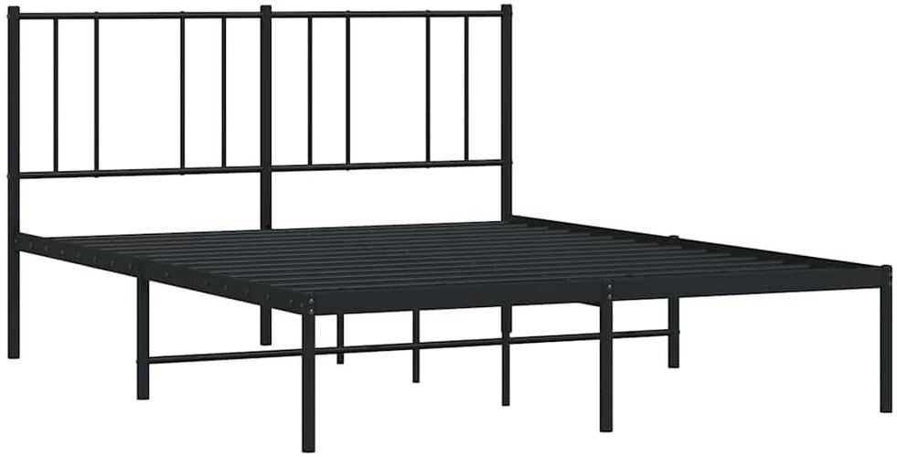 Metalinis lovos rėmas su galvūgaliu, juodos spalvos, 140x190cm