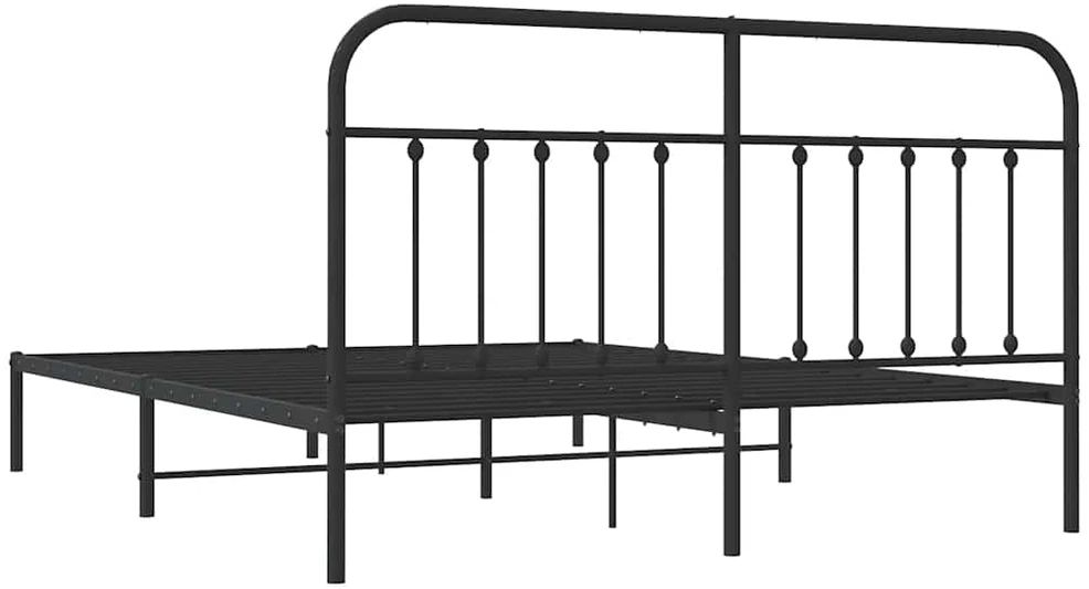 Lova Metalinis lovos rėmas su galvūgaliu, juodos spalvos, 183x213cm