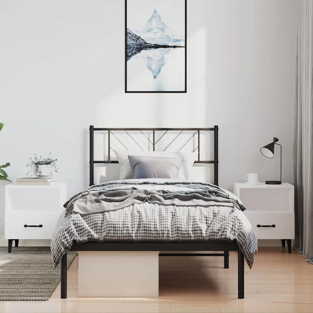 Lova Metalinis lovos rėmas su galvūgaliu, juodos spalvos, 100x190cm