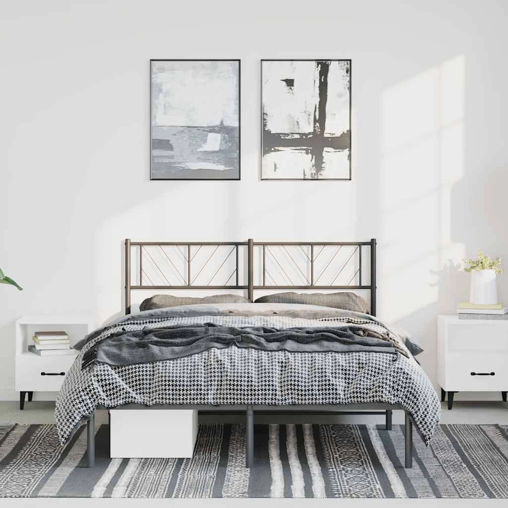 Lova Metalinis lovos rėmas su galvūgaliu, juodos spalvos, 135x190cm