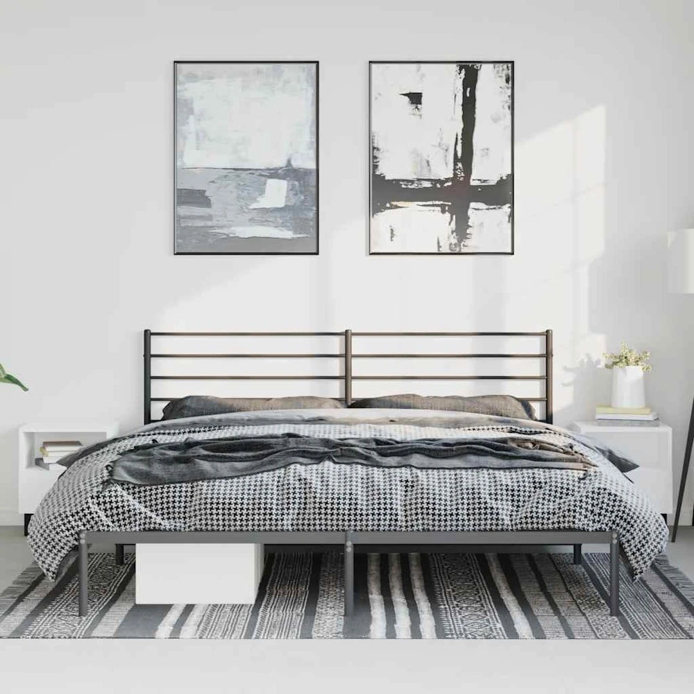 Lova Metalinis lovos rėmas su galvūgaliu, juodos spalvos, 183x213cm