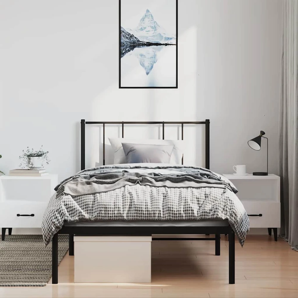 Lova Metalinis lovos rėmas su galvūgaliu, juodos spalvos, 100x190cm