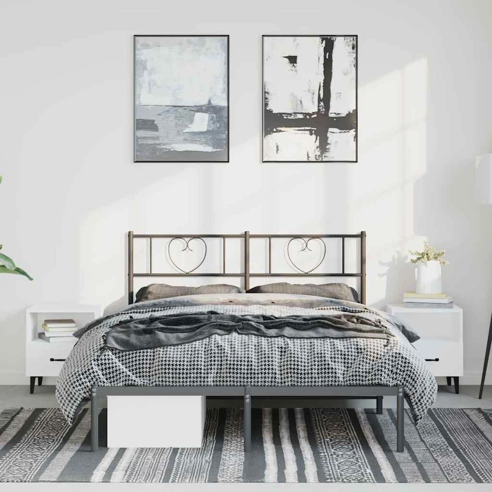 Lova Metalinis lovos rėmas su galvūgaliu, juodos spalvos, 135x190cm