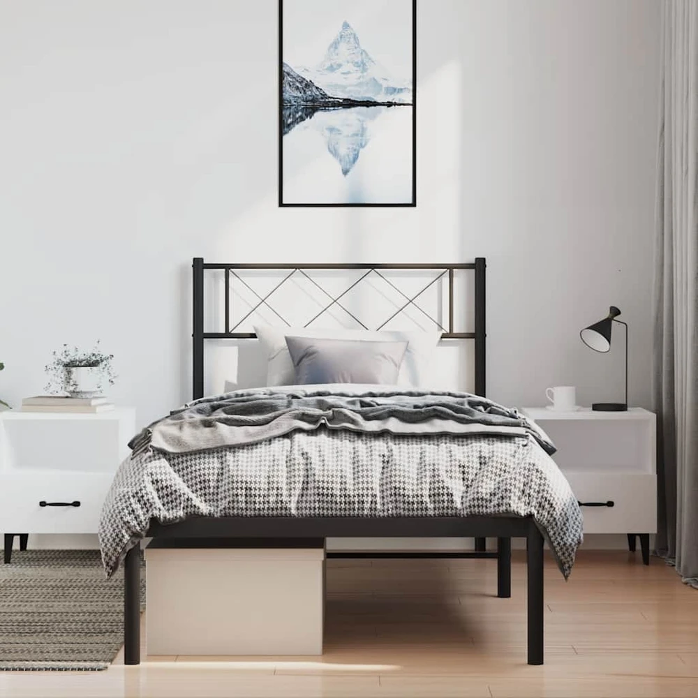 Lova Metalinis lovos rėmas su galvūgaliu, juodos spalvos, 100x190cm