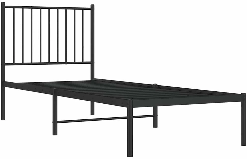 Metalinis lovos rėmas su galvūgaliu, juodos spalvos, 75x190cm