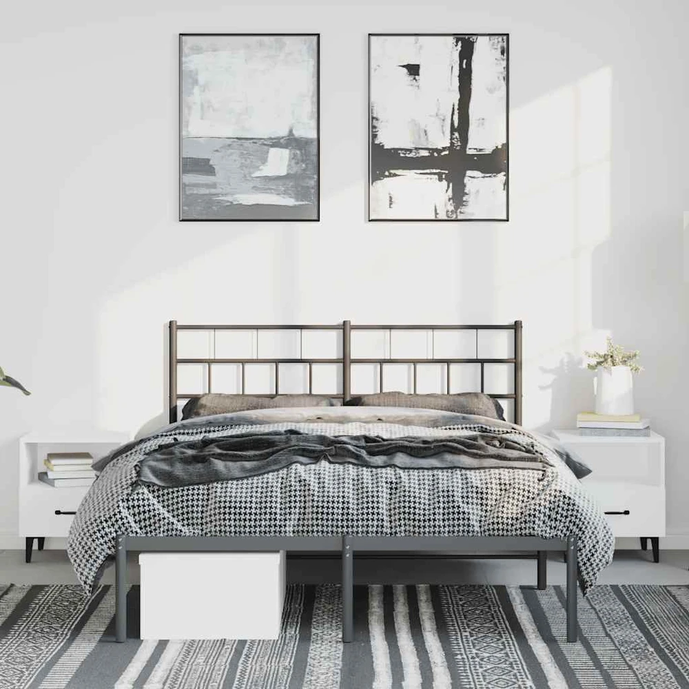 Lova Metalinis lovos rėmas su galvūgaliu, juodos spalvos, 135x190cm