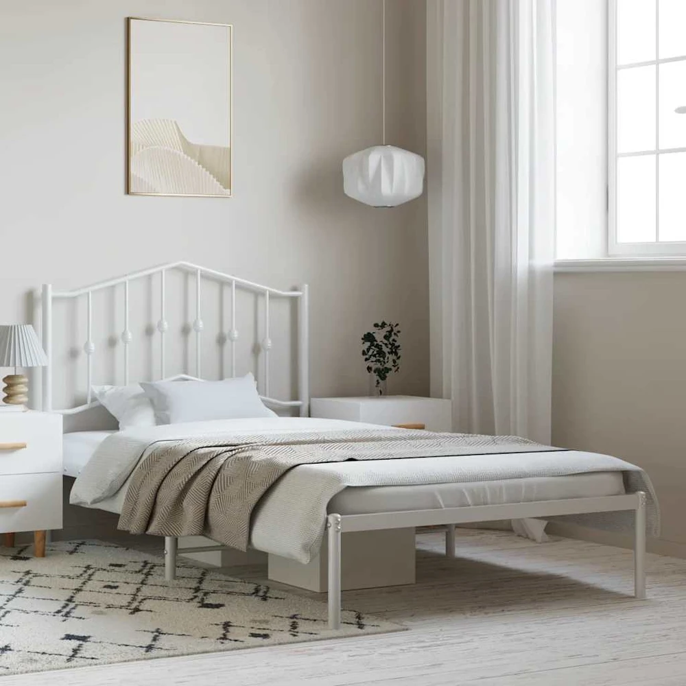 Lova Metalinis lovos rėmas su galvūgaliu, juodos spalvos, 135x190cm