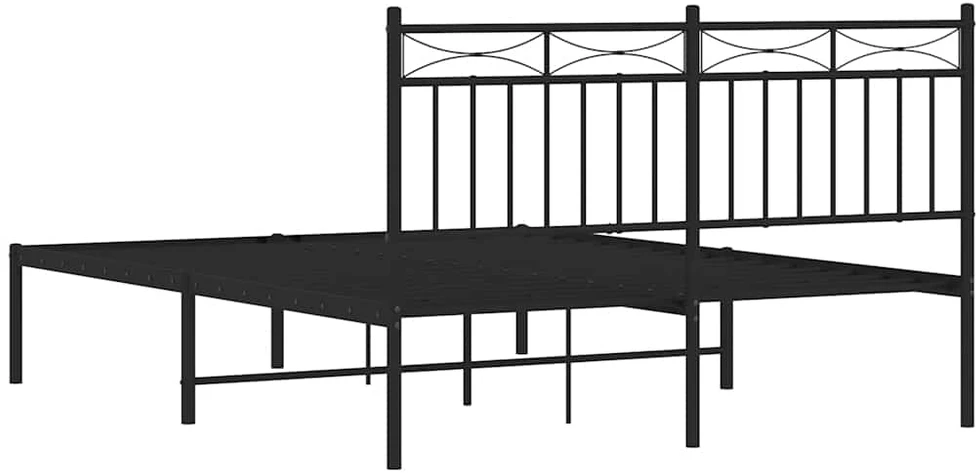 Lova Metalinis lovos rėmas su galvūgaliu, juodos spalvos, 135x190cm