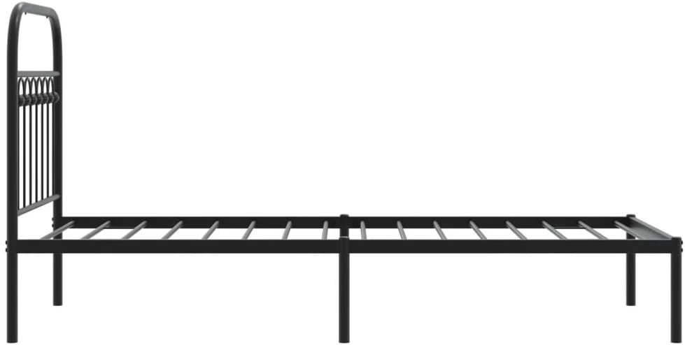 Metalinis lovos rėmas su galvūgaliu, juodos spalvos, 75x190cm